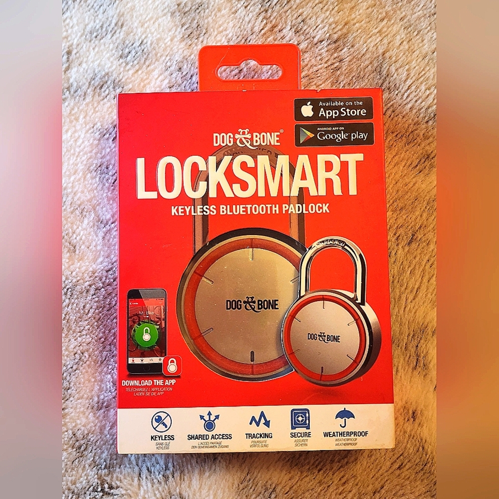 LockSmart Keyless Bluetooth Padlock - Red and Silver. Brand New, Unopened
